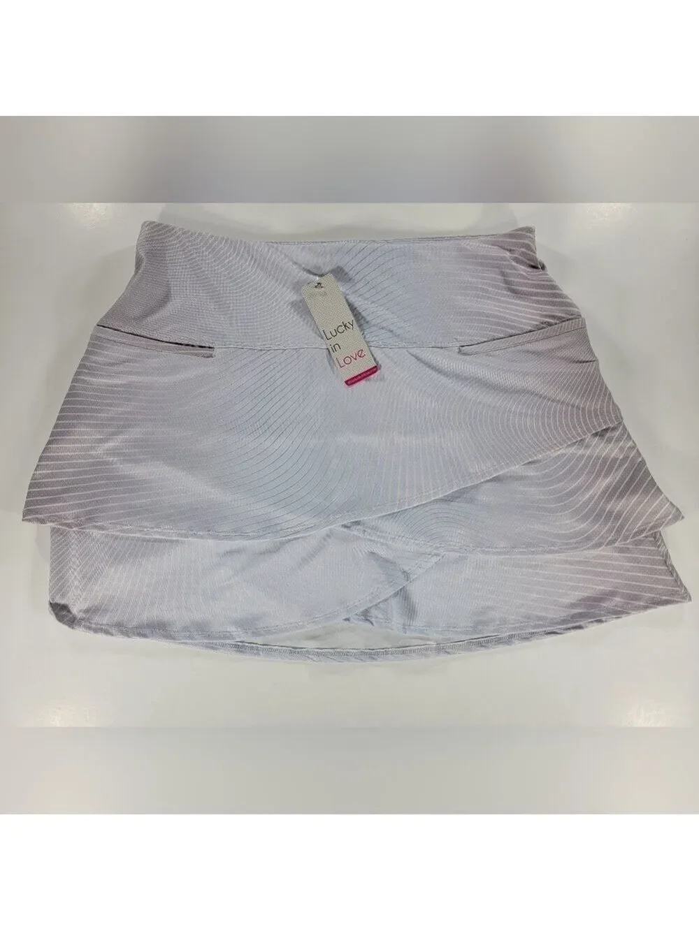 NEW Lucky in Love Scallop Golf Skirt Skort Pickleball Tennis Blue Pink Hombre XL